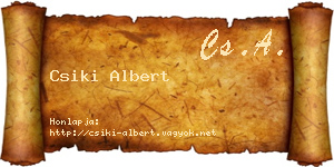 Csiki Albert névjegykártya